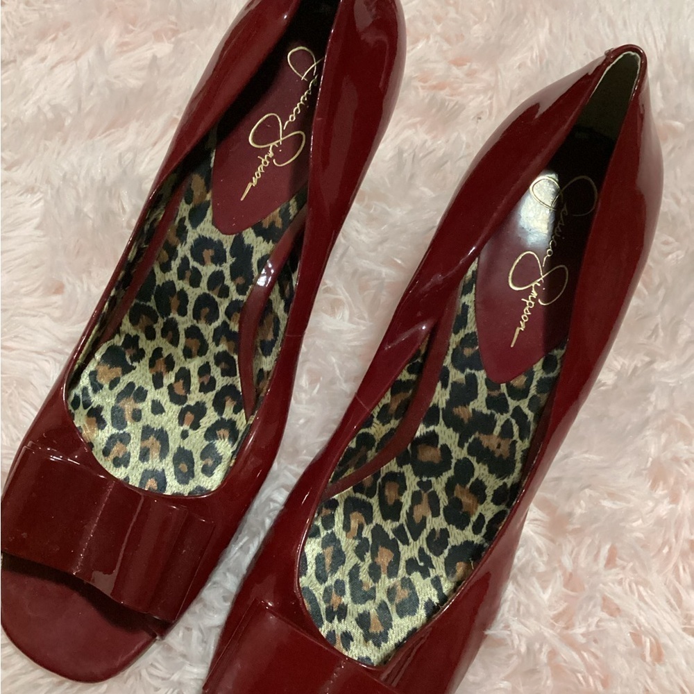 Jessica Simpson Peep Toe Red Patent Leather